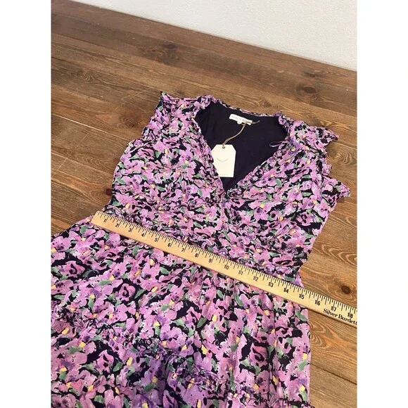 Free The Roses Purple Floral Ruffle Detail Long Dress Sz Med NWT - Picture 5 of 7